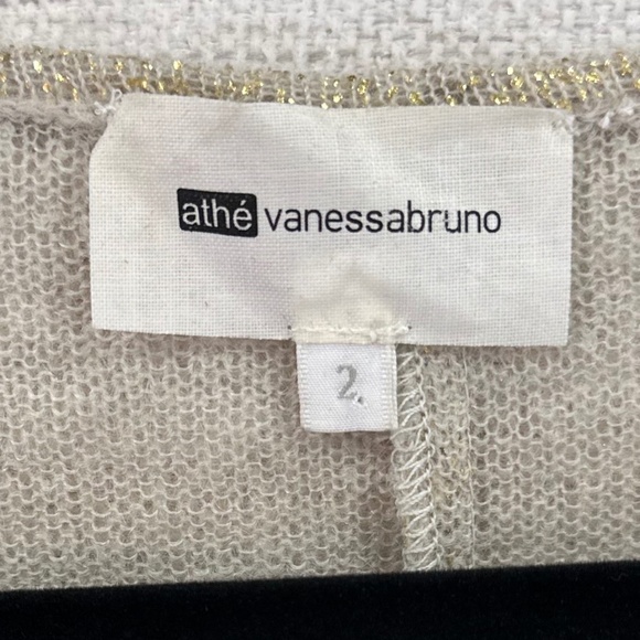 Vanessa Bruno Gold Short-Sleeve Mohair-Blend Sweater, US M/L (VB Sz 2/IT 42) - Picture 12 of 13